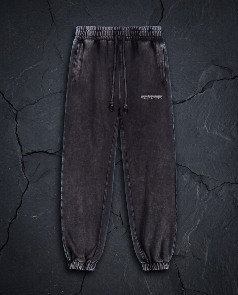 SK8PES snow wash joggers black front